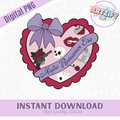 Heart-shaped design with a bow, roses, skull, gun, and playing cards on a pink background with 'Artzify' branding.